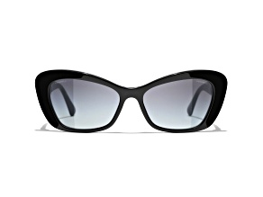 Chanel Black Cat Eye Gold Tone Frame with"CC" Logo / Gray Gradient Sunglasses