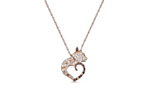 Champagne And Mocha Cubic Zirconia 14k Rose Gold Over Silver Cat Necklace 1.52ctw