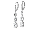 Rhodium Over Sterling Silver Oval Cubic Zirconia Leverback Dangle Earrings