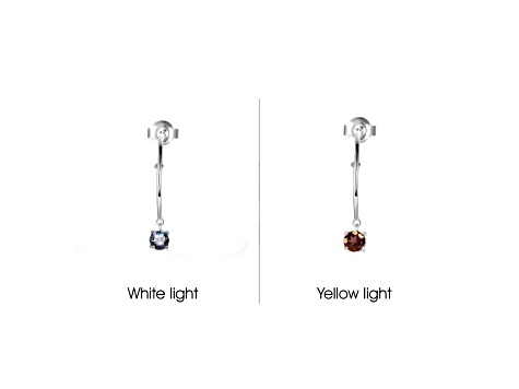 Rhodium Over Sterling Silver Round Alexandrite Drop Earrings 0.6ctw