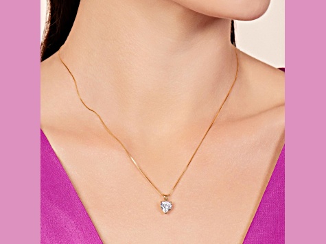 White Cubic Zirconia 14k Yellow Gold Pendant With Chain 2.00ctw