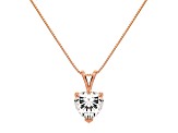 White Cubic Zirconia 14k Rose Gold Pendant With Chain 2.00ctw