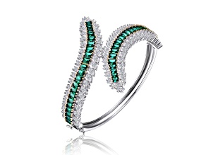 Emerald Green Cubic Zirconia, Sterling Silver Bangle Bracelet