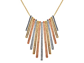 14k Rose Gold and Rhodium Over Brass Two-Tone Statement Necklace