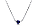 Created Blue and White Sapphire Sterling Silver Necklace 17.99ctw