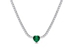 Created White Sapphire and Green Cubic Zirconia Sterling Silver Necklace 17 .99ctw
