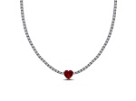 Created Ruby and Created White Sapphire Sterling Silver Necklace 15.90ctw