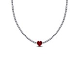 Created Ruby and Created White Sapphire Sterling Silver Necklace 15.90ctw