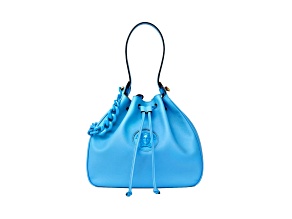 Versace La Medusa Leather Bucket Bag Blue