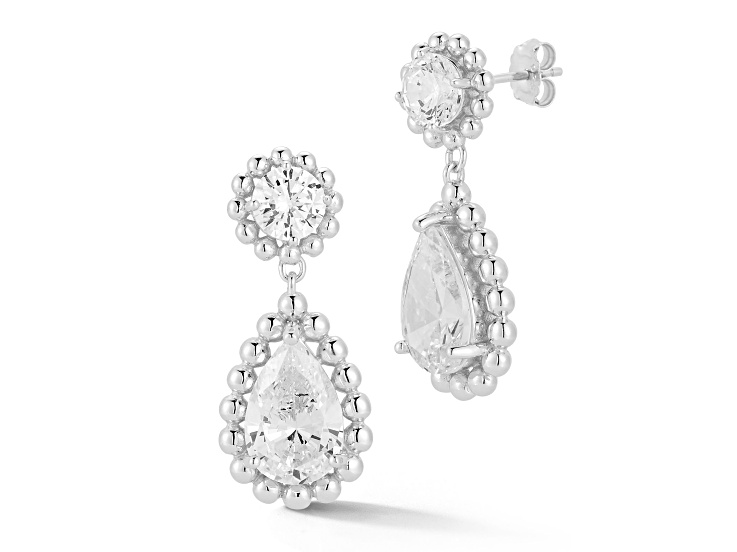 Rachel Zoe Rhodium Over Sterling Silver Cubic Zirconia Bold Dangle Earrings