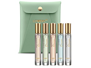 Lovery 6pc Perfume Set, Floral Scented Eau de Parfum Body Spray with Faux Leather Pouch