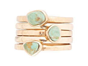 Barse Jewelry Blue Composite Turquoise Gold Tone Ring Set of 5