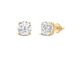 White Cubic Zirconia 14k Gold Studs With Velvet Gift Box 2ctw