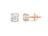 White Cubic Zirconia 14k Rose Gold Studs With Velvet Gift Box 2ctw