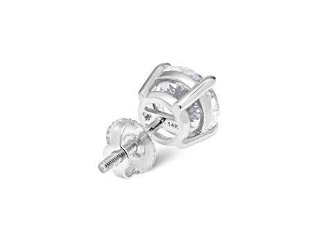 White Cubic Zirconia 14k White Gold Studs With Velvet Gift Box 2ctw