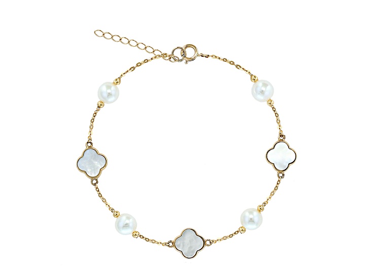 EFFY 14K Yellow Gold Freshwater Pearl and Mother-Of-Pearl Bracelet