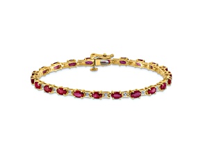 10k Yellow Gold and 10k White Gold Diamond and Ruby Bracelet