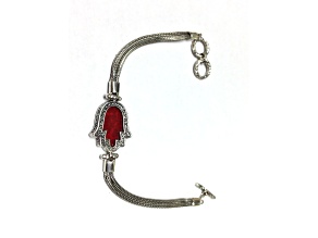 Silver Treasures by Samuel B.  Coral Sterling Silver Hamsa Bracelet