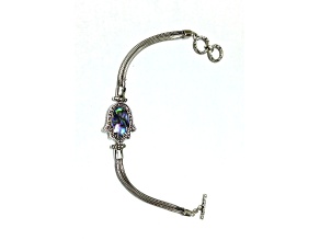 Silver Treasures by Samuel B. Abalone Shell Sterling Silver Hamsa Hand Bracelet