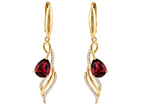 Red Garnet 14K Yellow Gold Over Sterling Silver Pear Drop Earrings