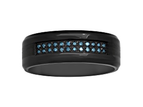 0.15ctw Blue Diamond Black IP Stainless Steel Band