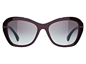 Chanel Burgundy Cat Eye Frame / Gray Gradient Lenses Sunglasses