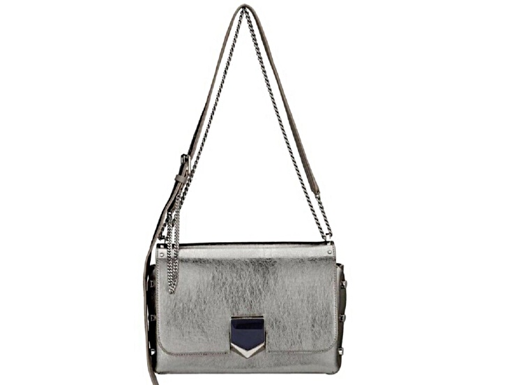 ショルダーバッグ・ポシェット JIMMY CHOO SILVER SHOULDER BAG Jimmy Choo Metallic Silver Lockett Crossbody Shoulder Bag
