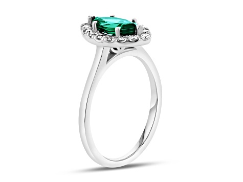 Emerald and Diamond Ring in 14k White Gold 1.37ctw