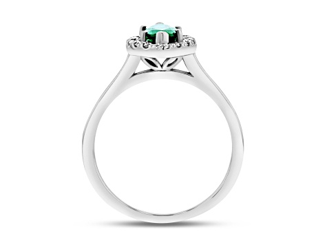 Emerald and Diamond Ring in 14k White Gold 1.37ctw