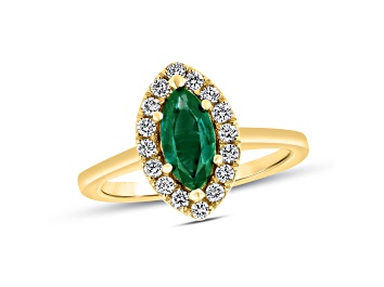 Picture of Green Emerald & Diamond 14k Yellow Gold Ring  1.37ctw