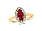 1.37ctw Ruby and Diamond Ring in 14k Yellow Gold