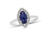 1.37ctw Sapphire and Diamond Ring in 14k White Gold