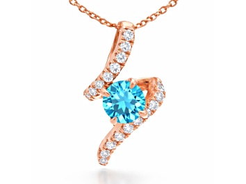 Picture of Natural Blue Topaz 14K Rose Gold Over Sterling Silver Round Shape Pendant with Chain