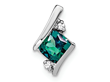 Picture of Rhodium Over 10k White Gold 0.63 ctw Cushion Lab Created Alexandrite and Diamond Slide Pendant