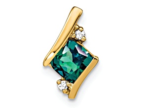 10k Yellow Gold 0.66 ctw Cushion Lab Created Alexandrite and Diamond Chain Slide Pendant