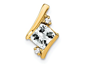 10k Yellow Gold 0.52 cttw Cushion White Topaz and Diamond Chain Slide Pendant