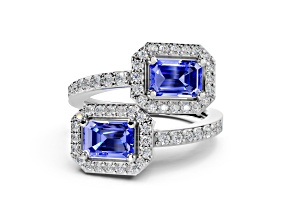 14K White Gold Tanzanite and Diamond Ring 1.20 ctw
