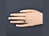 Blue Sapphire and White Diamond 10K White Gold Halo Ring 1.34ctw