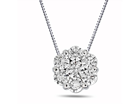 1.00ctw Diamond Cluster Pendant in 14k White Gold