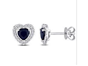 Sapphire and Diamond 14K White Gold Earrings 1.6ctw
