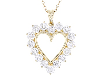 Picture of White Lab-Grown Diamond 14k Yellow Gold Heart Pendant 2.00ctw