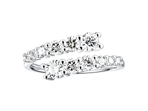 White Lab-Grown Diamond H VS2 Rhodium Over Sterling Silver Bypass Ring 1.05ctw