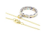 Multi Gemstone Rhodium & 24k Yellow Gold Over Palladium Sterling Silver Pendant W/ Chain 1.96ctw