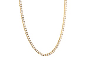 Cubic Zirconia, 18K Yellow Gold Over Silver Tennis Necklace, 11.20 carats