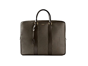 Saint Laurent Monogram Large Luggage Case Bag Dark Brown Coated Canvas