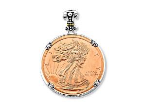 Silver Treasures By Samuel B. Sterling W/18k Gold & Copper 1oz Walking Liberty Coin Round Enhancer