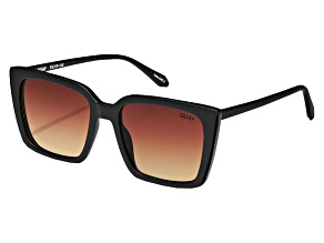 QUAY "FRONT COVER" Matte Black Square Frame / Brown Yellow Lenses Sunglasses