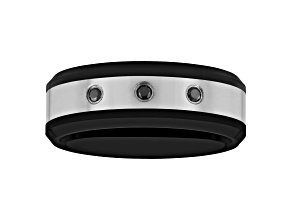 0.10ctw Black Diamond Black Tungsten and Ceramic 8MM Beveled Edge Band