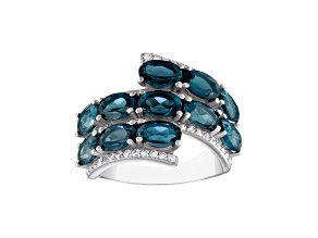 London Blue Topaz Sterling Silver Bypass Ring 6.17ctw