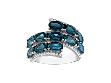 Picture of London Blue Topaz Sterling Silver Bypass Ring 6.17ctw